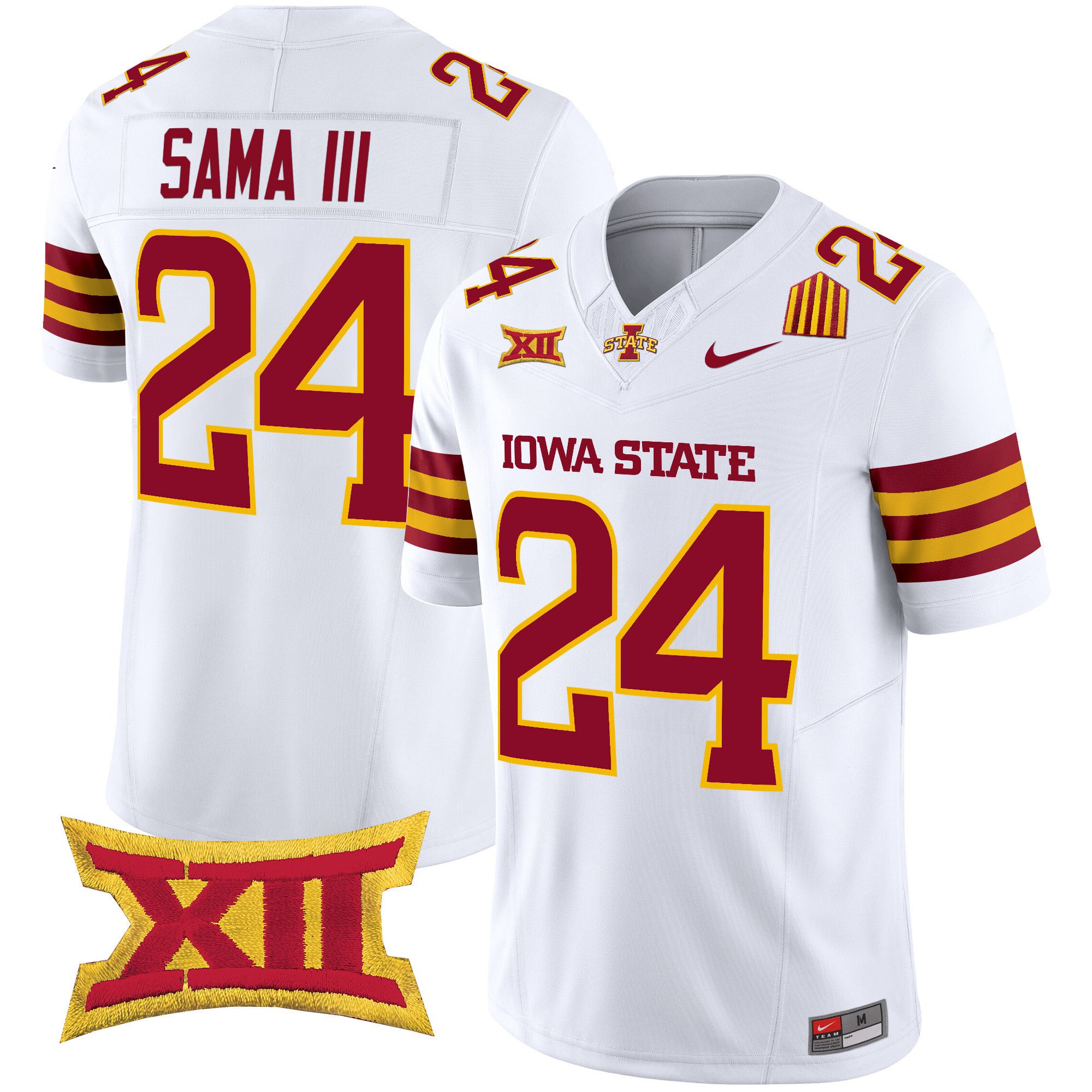 Men Iowa State Cyclones #24 Sama iii White Nike 2024 Vapor Limited NCAA Jersey
